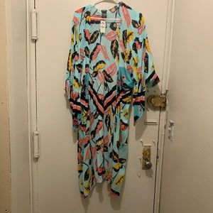 Express Multi-Colored Sheer Swim Cover Up Kimono